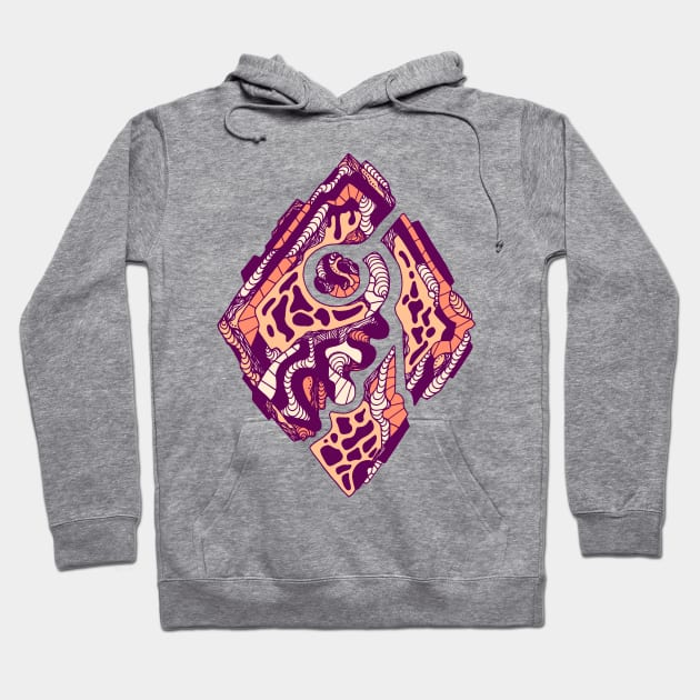 Peach Abstract Rhombus Hoodie by kenallouis